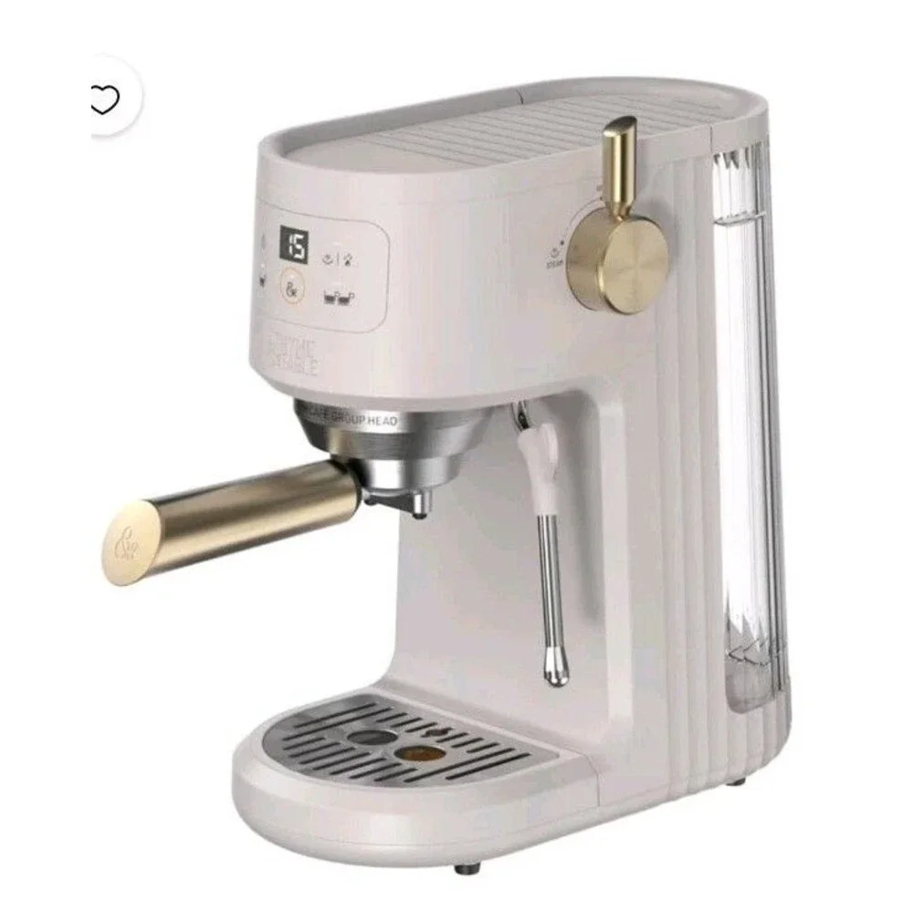 Thyme & Table Mini Espresso Machine Sand White 15 Bar Pressure and Steam Wand